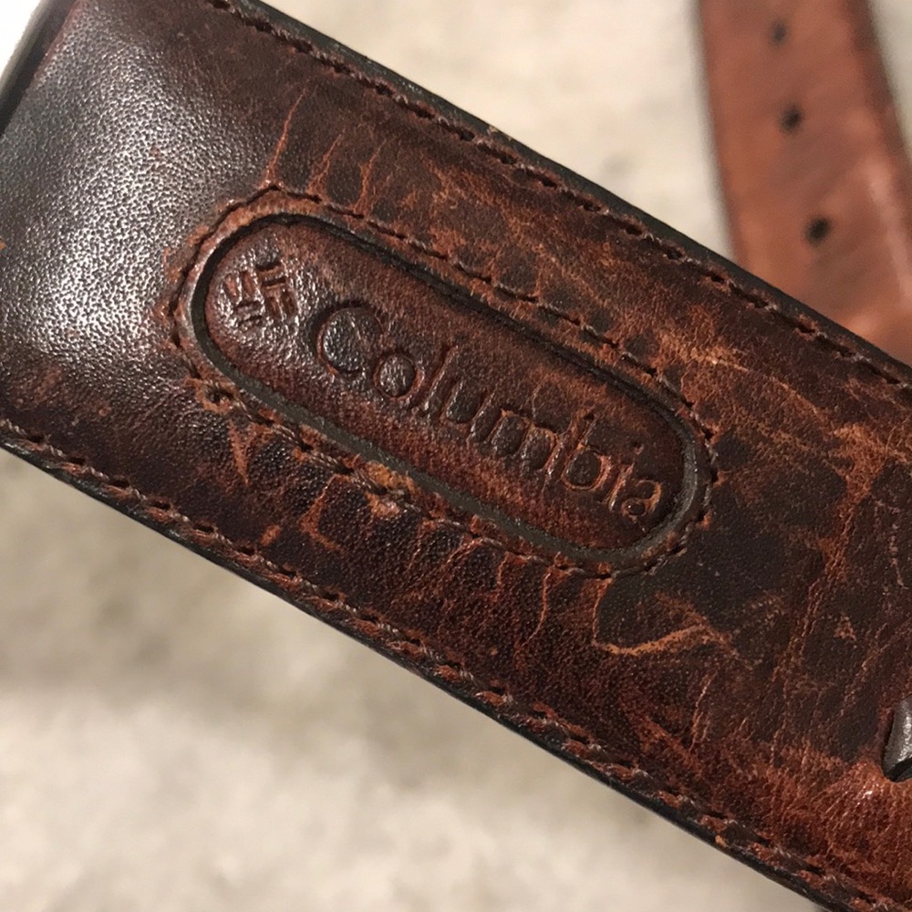 Columbia Leather Belt Mens 38 Brown Braided Woven Business Golf Western Cowboy - Picture 2 of 6